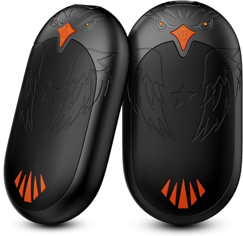 Handwärmer Elektrisch 2 Pack, Tragbare Taschenwärmer 2 in 1 Hand wärmer mit 3 Heizmodi 24 Stunden Lang Anhaltende Wärme, Wiederverwendbar Handwärmer USB für Outdoor im Winter - Schwarz