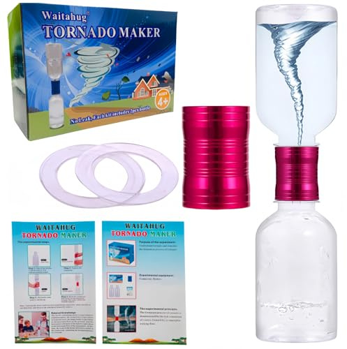 Tornado Maker, Weather Toys, Ultra-Light Aluminum Connecting Tube, Including 2 Empty Bottles, Watertight Tornado Toy, Suitable for Kids' Science Experiments (Pink)