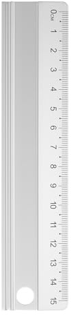 sourcing map Cutting Ruler 15cm Metric Aluminum Alloy Straight Ruler Thickening Frosted Measure Ruler with Non-Slip Sponge Backing for Architects Artists Designers Classroom Office, Silver
