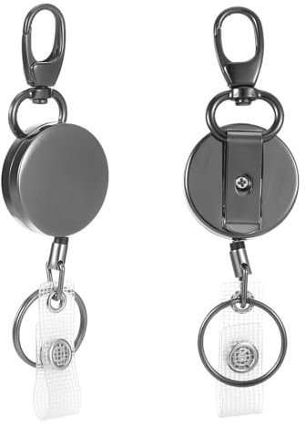 1 Stück SchlüSselanhänger Ausziehbar, Ausweishalter mit 65cm schlüsselband ausziehbar, Metall Einziehbarer Schlüsselanhänger für Kartenhalter, Schlüsselkarten (Schlüsselring)