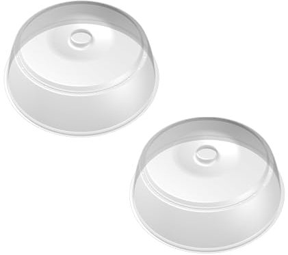 BranQ - Home essential Cubierta para microondas, plástico sin BPA, transparente, diámetro 27 x 9 cm, 2 unidades