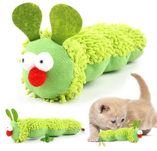 Capgoost Katzenminze Spielzeug, 2 Stück Katzen Spielzeug, Interaktives Katzenspielzeug, Raupe Plüsch Katzenkissen mit Katzenminzen, Weiches Langlebiges Katzenspielzeug, Cat Toys für Katzen Zahnpflege