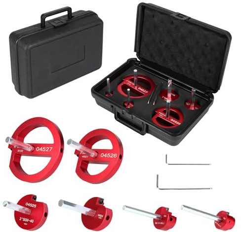 6-Pcs PVC Pipe Reamer Set with 2 Carbide Square Cutting Blades Sizes: , 3/4”, 1“, 1-1/2“, 2”, 3“, 4” Aluminum Cutting Head For PVC, CPVC, or ABS Piping (Red)