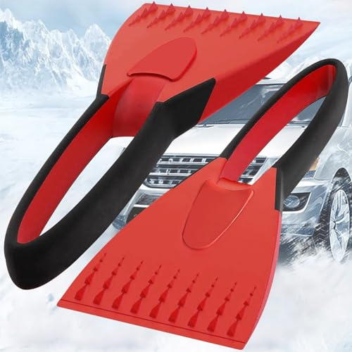 ZQEJEFD Grattoir à glace Lot de 2 grattoirs de voiture, grattoir de voiture avec grattoir à glace antidérapant, grattoir à glace durable pour pare-brise, arrière et latéral