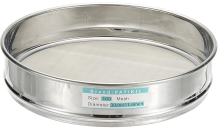 PATIKIL 100 Mesh(0.15mm) Lab Sieve, 11.8(30cm) Diameter Sifting Screen 304 Stainless Steel Wire Cloth Fine Mesh Sieve for Industrial Laboratory Home Soil Sifter Dry Sift Screens Hash