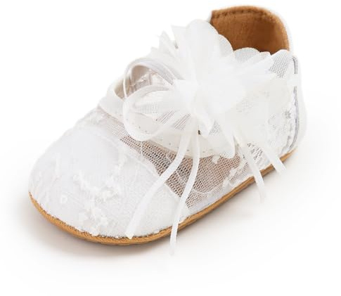RVROVIC Baby Girl Moccasins Infant Princess Sparkly Premium Lightweight Soft Sole Prewalker Toddler Girls Shoes (0-6 Months,Floral White)