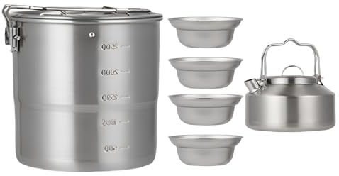 Ustensiles De Cuisine Outdoor - Portable Ustensiles De Cuisine De Camping en INOX - Vaisselle D'extérieur avec Sac en Maille Filet pour Trekking, Jardin, Pêche, Pique-Nique, Équipement De Sac À Dos