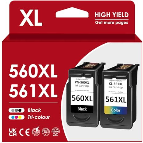 560 561 XL Cartouches d'imprimante, PG 560 CL 561XL Noir Remplace Les Cartouches Canon d'origine 560 561XL Multipack pour Canon PixmaTS5350i TS5351i TS7451i TS5350 ts5350a TS5353 TS7450a TS7451a