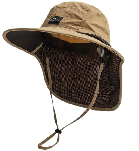 Volakebeing Sombrero de sol para mujer con solapa para el cuello y bufanda UPF 50+, transpirable, de secado rápido, ala ancha para pesca, camping, senderismo, protección de verano al aire libre