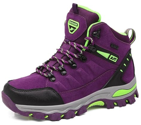 WOWEI Chaussures de Randonnée en Plein Air Imperméable Respirant Antidérapant Bottes de Trekking Promenades Voyages Sneakers pour Femme Hommes,Violet 1,37 EU