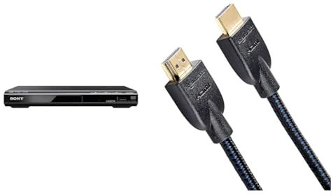 Sony DVP-SR760H Lecteur de DVD/Lecteur de CD (HDMI, Conversion ascendante 1080p, USB-Eingang, Lecture Xvid, Dolby Digital) noir & Amazon Basics Câble HDMI tressé 0,9 m