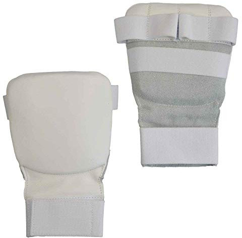 S.B.J - Sportland Faustschützer/Handschutz/Faustschutz für Karate Ju-Jutsu und SV aus Leder weiß, Gr. S