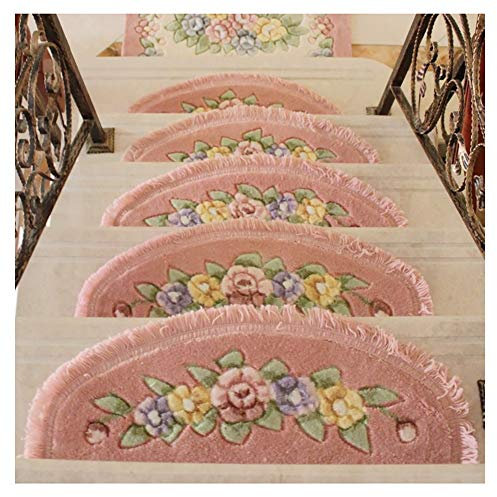 ZXFDM Stufenmatten, 5 Stück, Stufenmatte, Treppenteppich, rutschfeste Stufenmatte, Schutzteppich für den Innenbereich, spurlose Wiederholungspaste (Color : Pink)