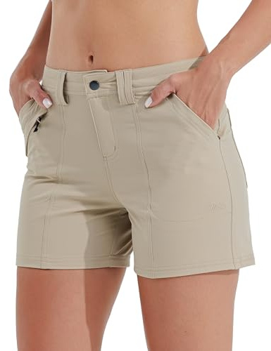 Willit Women's Golf Hiking Shorts Quick Dry Athletic Casual Summer Shorts with Pockets 4.5 in Khaki 14