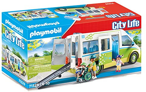 PLAYMOBIL City Life 71329 Schulbus, Großer Schulbus mit Schiebetür, Faltbare Rampe für den Rollstuhl und Platz für 5 Figuren, Spielzeug für Kinder ab 4 Jahren