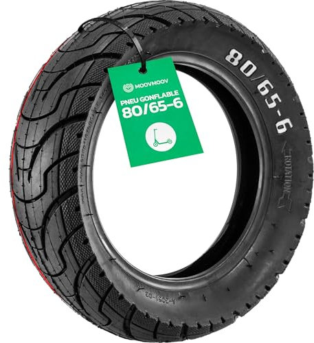 MOOVMOOV Pneu 80/65-6 (10x3) pour Trottinette électrique - Compatible pour Trottinette Dualtron Victor, Zero 10x, Kaabo Mantis 10 (Pro), Autres - À installer avec Chambre à air | Pour roue 10 pouces