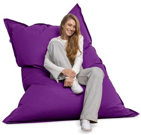 Bruni Riesen-Sitzsack Caree in Violett – rechteckiger XXL-Sitzsack mit 140x180 cm und 400 l Füllung, Bean-Bag mit Innenhülle, Liegesack, Abnehmbarer Bezug, Indoor und Outdoor, aus Deutschland