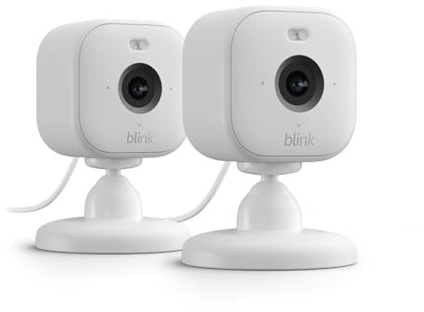 Blink Mini 2 – Plug-in smart security camera, HD night view in colour, built-in spotlight, two-way audio, motion detection, works with Alexa — 2 cameras (White)