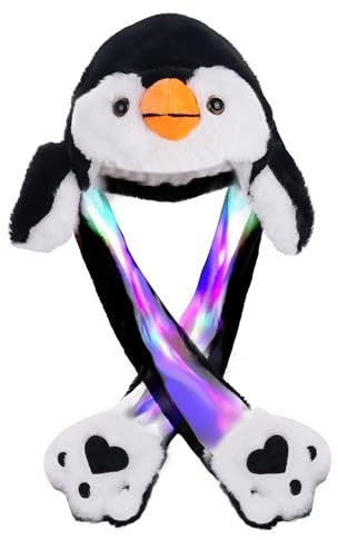 Arcimatto Animal Hat Plush Penguin Dress Up Cosplay Party Christmas Holiday Cute Cap for Kids Adults (Black Penguin)