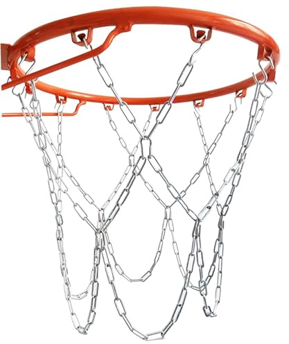 Rete per Canestro da Basket con 12 Ganci a S Anelli, Reti Professionali per Canestro da Basket Resistente Canestro da Pallacanestro Rete Argentata in Metallo per Indoor & All'aperto Gli Sport