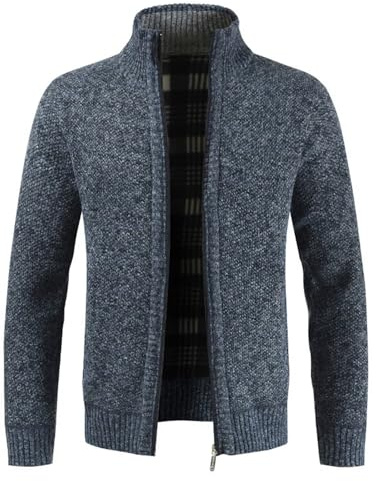 Shuanghao Cárdigan de Punto para Hombre，con Cremallera y Bolsillo,Manga Larga,Cálido Suéter Grueso，Casual,Moda,Suave,con Forro Polar,Hombre Chaqueta Otoño Invierno