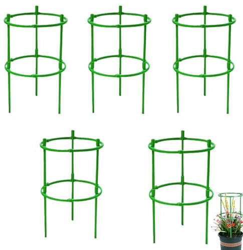 Lot de 5 piquets de support pour plantes, cages de support réglables pour plantes de tomates, anneau rond, cadre de support de jardin, supports de plantes pour pivoine, tomate, légumes, plantes