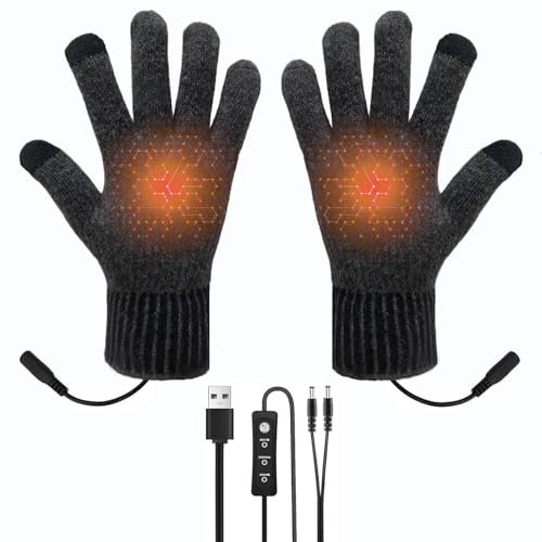 Nircho USB Beheizte Handschuhe, Winter Beidseitig Heizung Touchscreen Handschuhe für Damen und Herren, DREI-Gang Einstellbare Temperatur Handschuh, Winter Warme Handschuhes für Drinnen und Draußen