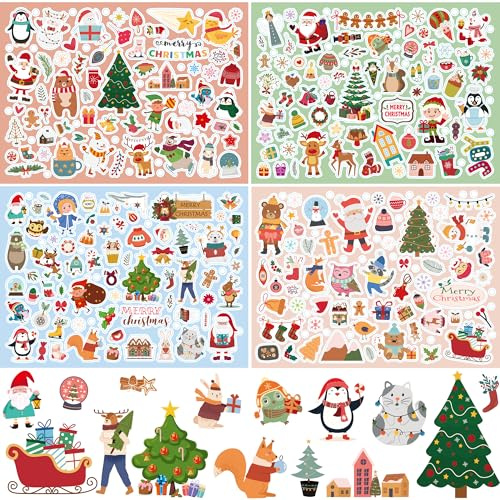 SILARLAIT Autocollants de Noël pour Enfants, 324 pcs, Gommettes Autocollantes Noël, Sticker pour Artisanat, Cartes, Albums Photos, Scrapbooking, Cadeaux