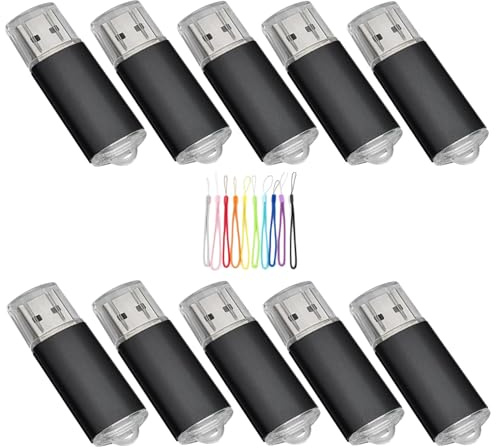 Yaxiny USB Sticks 512MB USB 2.0 Speicherstick 10 Stück Memory Stick Flash Drive USB-Flash-Laufwerk Metall Thumb Drive Externer Datenstick mit Lanyard