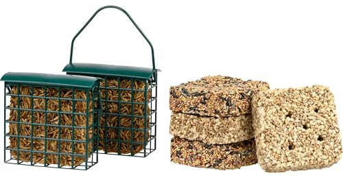dobar® Juego de 8 comederos para Aves Silvestres | 6 Bloques de Comida en Diferentes variedades | 2 comederos para Colgar | Alimento para pájaros Todo el año | Comida para Aves Silvestres 1,5 kg