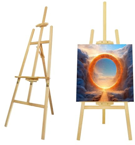 Cavalletto Portatile per Pittura 175 cm – Cavalletto in Legno Regolabile per Artisti, Bambini e Adulti – Ideale per Studio, Matrimoni e Mostre – Montaggio Rapido e Struttura Stabile