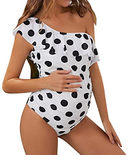 Maillot de Bain Maternité Une Pièce Maternité Couverture Ample Enceinte Taille Haut Push Up Sexy Maillot Bain Bikinis 1 pièce Grossesse Enceintes Swimwear Maillot De Bain Dos Couverts (XL)