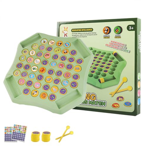 Flip Match Board Game, Flip Chess Memory Game,Memory Chess Over Card Board Toy, Creative Double Cartoon Pattern Matching Game,Fruit and Animal Flips Board Games for 2-4 Players Kids & Adults (Animals)