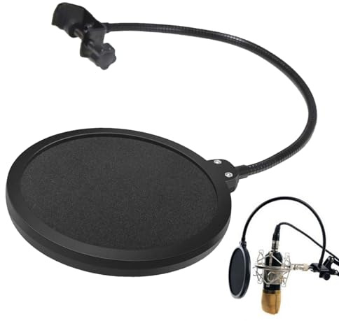 Generico Filtro Anti Pop Per Il Microfono - Schermo Antivento Microfono Studio - Doppio Strato con Supporto Flessibile a Collo d'Oca per Registrazione Vocale