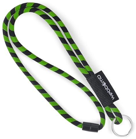 webbomb® Lanyard tubolare bicolore - laccetto tondo, morbido e lungo con chiusura di sicurezza e anello portachiavi come portachiavi per documento, cellulare e chiavi, verde / nero, L