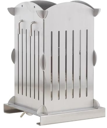 Kebab Maker Box, Rostfritt Stål Grillspettmaskin med 81 Hål, Inkluderar 100 Bambusstaplar, Justerbar Höjd, Perfekt för Kök, Grillbutik och Picknick