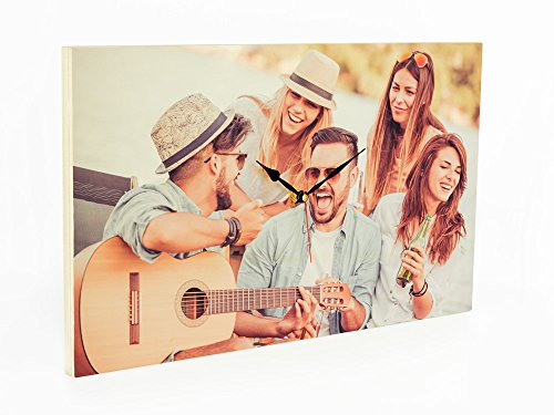 Regalo Original Reloj Rectangular de Madera para Pared Personalizado con tu Foto o Texto 49,5x30cm