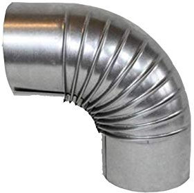 FAL 90° Bogen gerippt 150mm Durchmesser Ofenrohr Rauchrohr feueraluminiert Silber