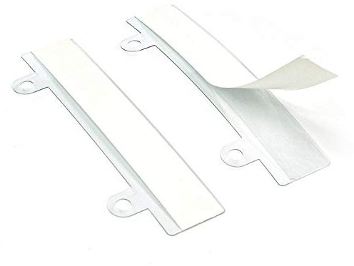 LEO’s - 100 Stück Abheftvorrichtung selbstklebend mit 2 Abheftlaschen in Transparent - Abheftstreifen zum Kleben ungeschlitzt - Selbstklebende Heftstreifen für Mappen, Ordner, Hefte und Akten