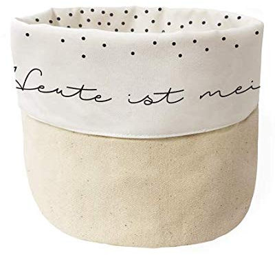 Grafik Werkstatt Stoffkörbchen aus 100% Baumwolle | Brotkorb | Utensilo | Lieblingstag, Weiß Beige
