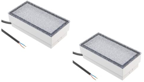 ledscom.de 2 Stück LED Pflasterstein Bodeneinbauleuchte CUS für außen, IP67, eckig, 20 x 10cm, 2,9 W, 228lm, kaltweiß