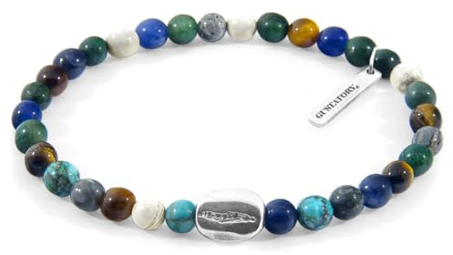 ANCHOR & CREW Multicoloured Multi-Gem GUSTATORY Coffee Bean Silver and Stone Bracelet - Womens - 19cm