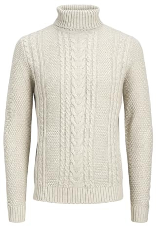 JACK & JONES Men's Knitted Jumper, White Melange, S
