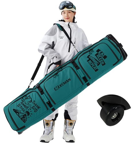 XCMAN Roller Snowboard Tasche mit Rädern 63-75 Inch Einstellbare Länge Gepolsterte Tasche für Flugreisen Snowboard Stiefel