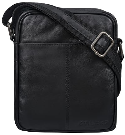 STILORD 'Jude' Herren Umhängetasche Klein Leder Vintage Tasche Messenger Bag Herrentasche zum Umhängen Crossbody Bag Echtleder Schultertasche Männer, Farbe:schwarz