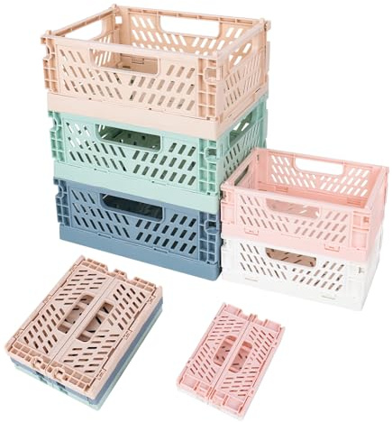 DMJJSD Caja plegable de plástico, 5 unidades, caja plegable pequeña (20,5 x 15 x 9 cm), mini caja plegable (15,5 x 10 x 6 cm), caja de almacenamiento portátil, multicolor, plegable, para cocina, baño,
