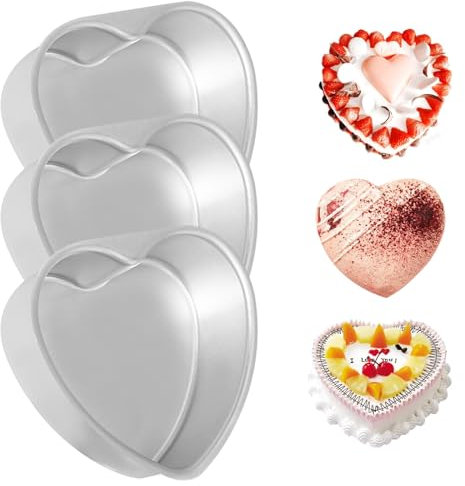 Heart Shaped Cake Pan 3Pcs 6in Food Grade Heart Cake Pan DIY Aluminum Alloy Cake Tin Easy Demolding Leakproof Anodized Heart Molds for Baking Heart Cake Pan Heart Pan Heart Shaped Cake Tin Cake