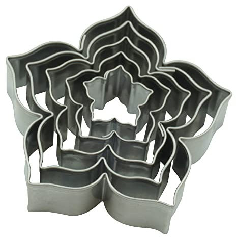 BekkiB - 5er-Set Ausstecher Blume- 5 Größen - Spülmaschinengeeignete Blütenausstecher aus Edelstahl - Zum Backen für Plätzchen & Linzer Augen - 7528