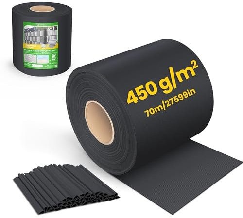 VOUNOT® Brise Vue Occultant Clôture en PVC 450 g/m² Protection Visuelle pour Jardin Lamelle Occultation 19 cm x 70 m avec 40 Clips de Fixation pour Panneau Grillagé Clôtures Rigides Noir