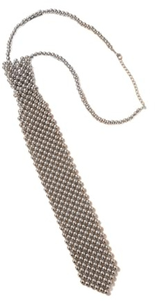 Cravatta alla moda per donna, riunioni di lavoro, perla, cravatta fatta a mano, Argento, Taglia unica